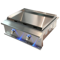 Barbecue à gaz Teppanyaki avec couvercle, en acier inoxydable 304 de qualité supérieure, moderne et luxueux, pour cuisine extérieure intégrée, fabrication industrielle