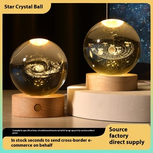 Incandescente pianeta sfera di cristallo lampada da notte a LED 3D intagliato a Laser bianco caldo a batteria creativo ornamenti camera da letto/regalo di <span class=keywords><strong>compleanno</strong></span> - Product Image 5