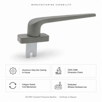 Poignée espagnolette ovale en aluminium pour fenêtre, ouverture extérieure, base 31x66mm, quatre trous de fixation, broche à fourche 20, chambre, salle de bain, hôtel