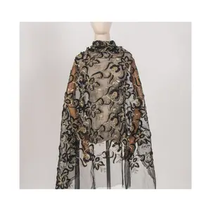 Tela de encaje de tul poliéster precio al por mayor OEM bordado lentejuelas para vestidos de novia directo de fábrica de tul de ropa - Product Image 1