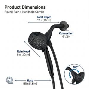 Pommeau <span class=keywords><strong>de</strong></span> douche portable détachable 6 fonctions avec fonction pause, massage et tuyau <span class=keywords><strong>de</strong></span> 60 pouces pour <span class=keywords><strong>salle</strong></span> <span class=keywords><strong>de</strong></span> <span class=keywords><strong>bain</strong></span> d'hôtel et usage quotidien - Product Image 3