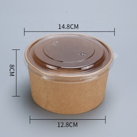 Bol à salade à emporter avec couvercle, papier kraft de qualité alimentaire, 500ml 750ml 1000ml 1100ml 1200ml 1300ml