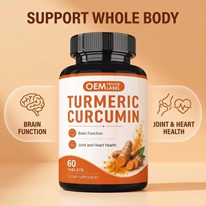 Natural <strong>Turmeric</strong> <strong>Curcumin</strong> <strong>Tablets</strong> for Brain Function Joint &amp; Cardiovascular Wellness Support Dietary Supplement OEM - Product Image 2