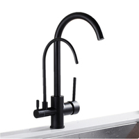 Keran Dapur Hotel Modern Putar Satu Gagang Warna Hitam Doff Bahan Stainless Steel 304 dengan Inti Katup Keramik dan Semprotan Samping Tunggal