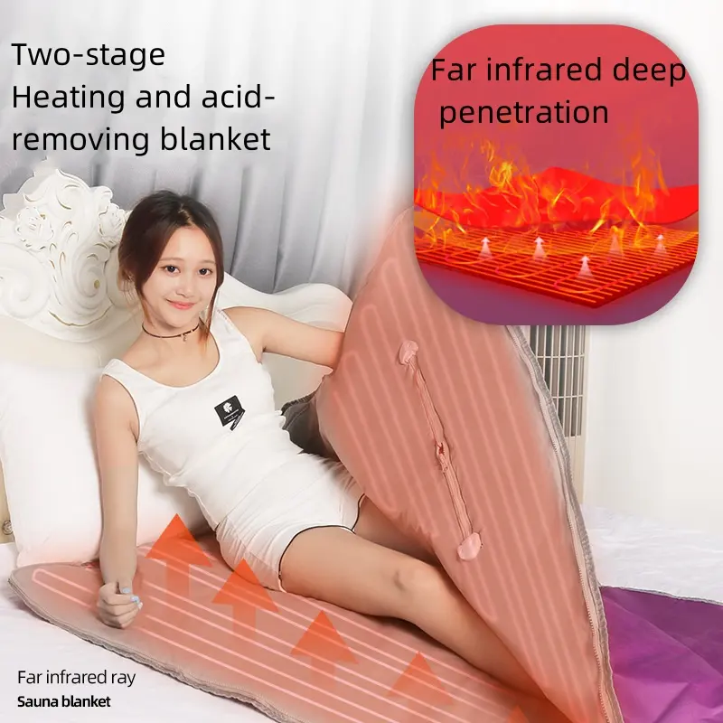 Увлажняемое портативное инфракрасное подогреваемое домашнее спа-салонное теплотерапевтическое саунное одеяло для похудения и детоксикации