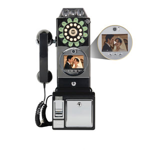Nouveau 2025 – Livre d'or vidéo HD 1080P mural avec caméra de téléphone antique pour mariages, anniversaires, remises de diplômes – Téléphones filaires - Product Image 1