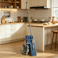 Nouvelle conception, balai plat mains libres économique pour le nettoyage domestique, balai à poussière en microfibre avec seau