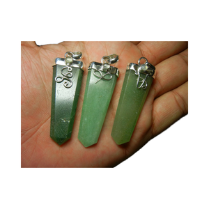 Pendentif en aventurine verte NanPlanetSilver avec symboles Zibu - Pendentif porte-bonheur - Product Image 1