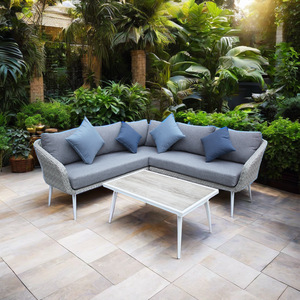 Prezzo di fabbrica moderno vimini giardino Rattan a forma di L divano Lounge Set cortile Hotel Villa mobili da esterno - Product Image 2