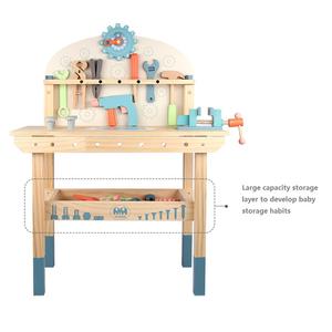 โต๊ะเครื่องมือไม้ใหม่สำหรับเด็กชุดเกมเลียนแบบชุดประกอบถอดน็อตเครื่องมือช่างไม้จำลองของเล่นเพื่อการศึกษา - Product Image 1