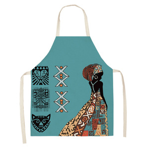 Delantales estampados africanos ama de llaves moda chica patrón algodón Lino cocina mujer delantal - Product Image 6