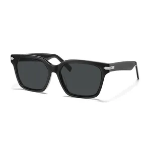 Lunettes de Soleil Rétro Unisexe Grand Cercle Noir avec Lentille Polarisée Style Classique Vintage Monture Acétate Lunettes de Soleil pour Hommes et Femmes