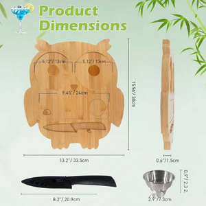 Tabla de cortar de bambú con diseño de búho, con cuchillo y soporte para cítricos, para cócteles de bar y uso en la cocina - Product Image 5