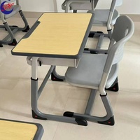 Bureaux et chaises d'école à hauteur réglable au design moderne pour salle de classe, table en métal, chaise d'élève, mobilier scolaire