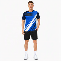 Kaos Olahraga Pria Lengan Pendek Rajutan Polyester Sublimasi Diagonal Custom ODM OEM dengan Cetak 3D Seluruh Badan untuk Latihan