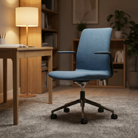 Chaise de bureau pivotante haut de gamme de style minimaliste moderne en cuir PU, réglable en hauteur, avec structure en aluminium pour usage commercial