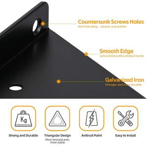 Support d'étagère robuste en <span class=keywords><strong>fer</strong></span>, style ferme, pour décoration murale, support d'angle, supports d'étagère flottante dissimulés pour bricolage ouvert - Product Image 3