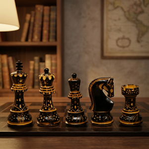 Latest New Designer <b>Chess</b> <b>Set</b> Zebra Burnt Staunton <b>Wooden</b> <b>Chess</b> <b>Set</b> Table <b>Chess</b> Game 95 mm king Size - Product Image 1