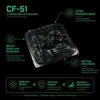 Boîte d'emballage alimentaire carrée en PET transparent de qualité alimentaire à 4 compartiments avec impression personnalisée pour boulangerie, gâteaux, pain, pâtisserie