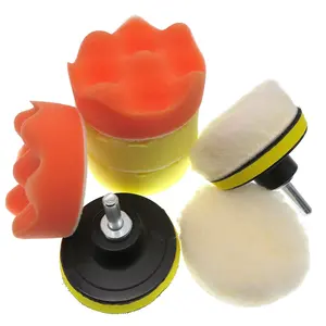 3Inch 10pcs Sponge Polishing Pad Sets Car Polishing Orange and Yellow Buffing Foam Pad Kit With Colorful Wool Pad