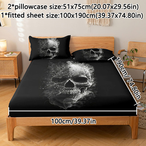 Wholesale Eco-Friendly Knitted 3Pcs Soft Microfiber Polyester <strong>Fitted</strong> <strong>Sheet</strong> Set with American Style Duvet Cover Bedding - Product Image 1