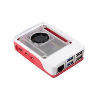 Carcasa Oficial Raspberry Pi 5 ABS Roja/Blanca con Ventilador de Refrigeración Activo con Ventilador PWM y Disipador de Calor para Raspberry Pi 5