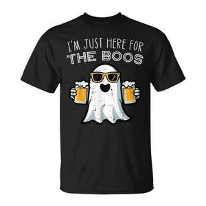 Camiseta de Halloween con diseño de fantasma, camiseta divertida para mujer, disfraz de papá, I'm Just Here For The Boos - Product Image 1