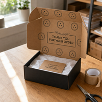 Boîte d'expédition personnalisée en kraft noir bicolore, boîte cadeau de remerciement avec impression de logo personnalisé, vente en gros, directement de l'usine, OEM