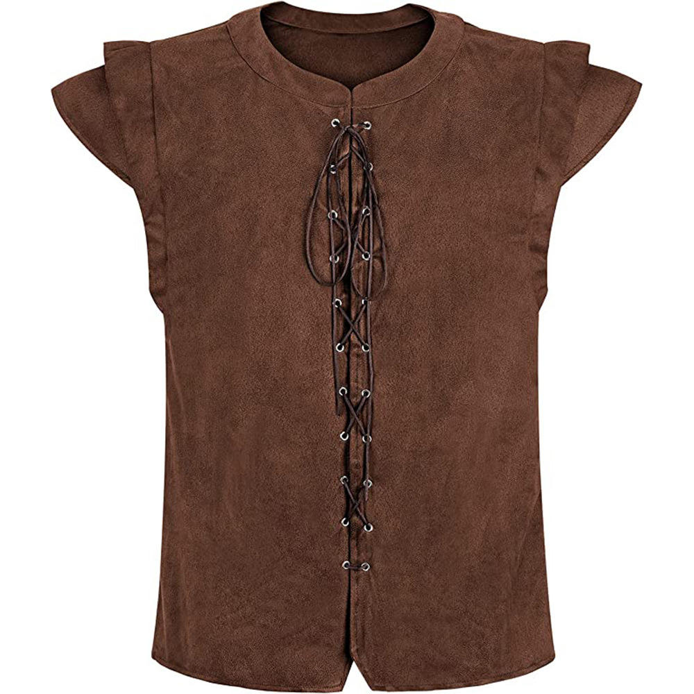 Dark Brown Suede Lace-Up Vest