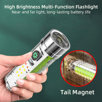 Lampe torche LED blanche multifonctionnelle étanche à laser, haute luminosité, mini, design magnétique, indice IP66, piles sèches, 8 modes