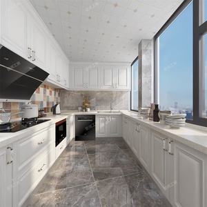 Luxo estilo italiano cozinha armários madeira maciça Design moderno com ilha & Shaker armário portas conjunto completo