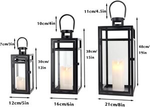 Moderno nero trasparente parete lanterna nera uragano portacandele per giardino esterno casa fattoria hotel casa lanterna - Product Image 4