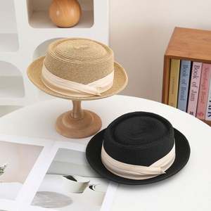 2025 Summer Telescope Pork Pie <b>Paper</b> Straw Hat for Men <b>Sun</b> Shade - Product Image 4
