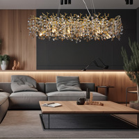 Lustre LED en cristal de luxe OEM personnalisé certifié CE Golden Branch pour salon, salle à manger et chambre