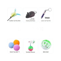 Ensemble de jouets pour chat mignon - Pack varié de 3 à 12 pièces avec pointeur laser, baguette à plumes et toupie (bois et plastique) pour chatons et chats adultes