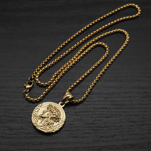 Винтажная греческая мифология портрет из нержавеющей стали ожерелье 18K позолоченный кулон водонепроницаемый выцветание уникальные украшения для мужчин - Product Image 4