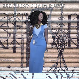 <span class=keywords><strong>Abito</strong></span> Lungo Estivo da <span class=keywords><strong>Donna</strong></span> 2025, Casual e Sexy, Manica Lunga, in <span class=keywords><strong>Jeans</strong></span>, per Abbigliamento Autunnale - Product Image 2