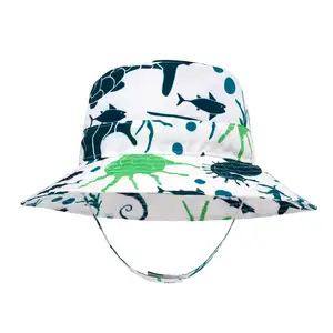 New Wholesale Fish Print Vacation Play Baby Hat Chapeau De Seau Beach Hats Sombrero De Cubo Wide Brim Upf 50 Bucket Hat