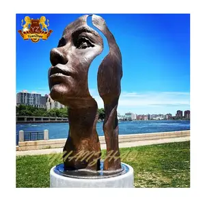 Outdoor Garden Landscape Decoration Custom Modern Art Cast Bronze Face Statue Metal Bronze Abstract Face Sculpture