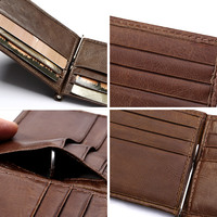Dompet Pria Kulit Asli Vintage Kualitas Tinggi Grosir Kustom, Tempat Kartu Pendek, Dompet Koin Kapasitas Besar, Hadiah