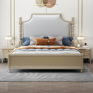 Hot Sale Modern Luxury Upholstered <b>Bed</b> <b>Frame</b> Solid Wood <b>Queen</b> King <b>Size</b> Double <b>Bed</b> for Master Bedroom Home Furniture - Product Image 1