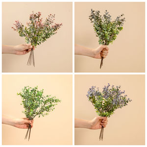 Bouquet d'eucalyptus artificiel CallaFloral vert, violet, café, en plastique, pour décoration intérieure, mariage, arrangement floral - Product Image 3