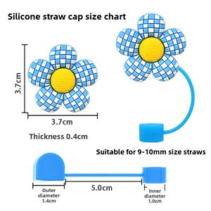 En gros, embouts de pailles en silicone réutilisables personnalisés de 10 mm, décorations de pailles en plastique en forme de fleur populaires et mignonnes pour accessoires de boisson - Product Image 4