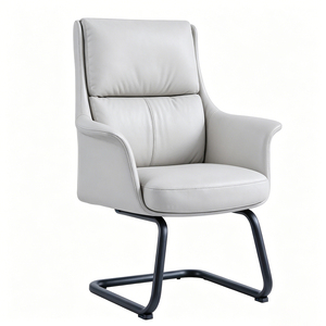 Silla Clásica con Respaldo en Forma de Arco |   Silla Ejecutiva de Cuero Genuino |   Silla Ejecutiva Giratoria con Ajuste de Altura - Product Image 2