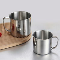 Gobelet à eau portable sans couvercle, simple paroi, en acier inoxydable 304SS, sans BPA, écologique, avec poignée, pour lait, café, classique
