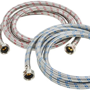 Venta Directa de Fábrica: Manguera de Entrada para Lavadora de Acero Inoxidable Trenzada Roja/Azul de 6 Pies, a Prueba de Fugas, Paquete de 2, para Uso en Hoteles y Exteriores - Product Image 1