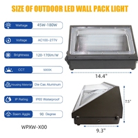 Lumière LED extérieure murale 45W 60W 120W 100W 150W à montage mural 100-277V, avec fonction crépusculaire (Dusk-to-Dawn), IP65, ETL, pour parkings, cours et entrepôts