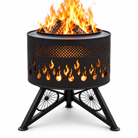 Brasero extérieur moderne sans fumée à bois avec découpes décoratives de flamme, en fer personnalisable pour terrasse, idéal pour les fêtes et la vente en gros