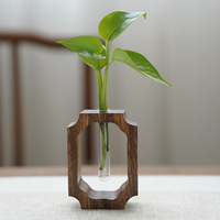 Vase en bois minimaliste haut de gamme pour arrangement floral hydroponique de bureau, décoration de table basse et de cérémonie du thé