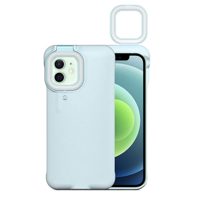 New Led Fill Light Mobile Phone Case With Selfie Ring Light Smart Phone Case Protective Cover Compatible for Iphone 11 12, XS